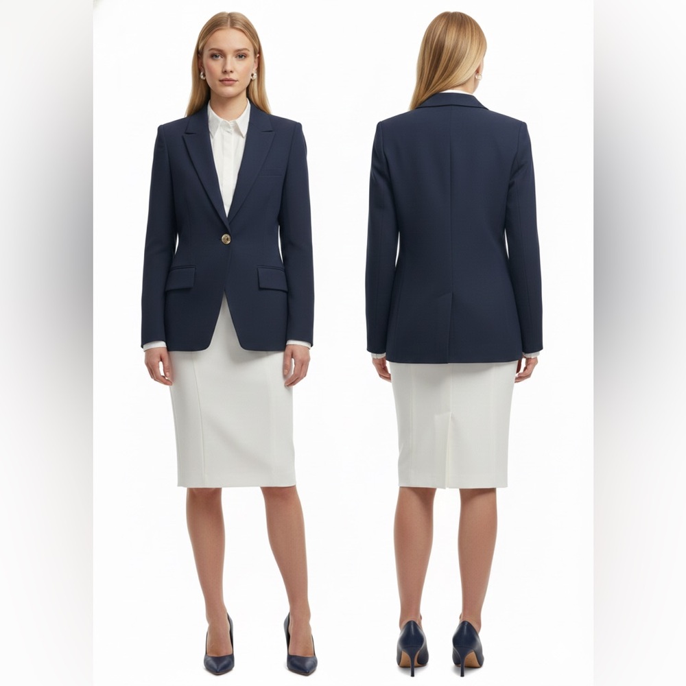 Jonathan Simkhai Navy Cotton Blazer in size 4 NWOT